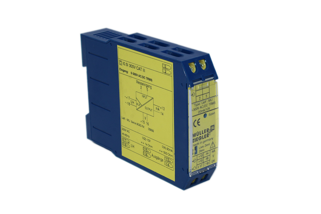MULLER ZIEGLER Ueff-MU MEASURING TRANSDUCER 0-300VAC/DC 20mA/10V