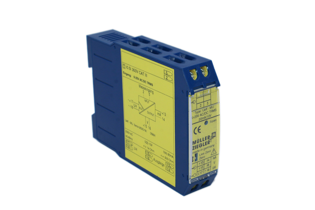 MULLER ZIEGLER Ueff-MU MEASURING TRANSDUCER 0-25AC/DC 20mA/10V