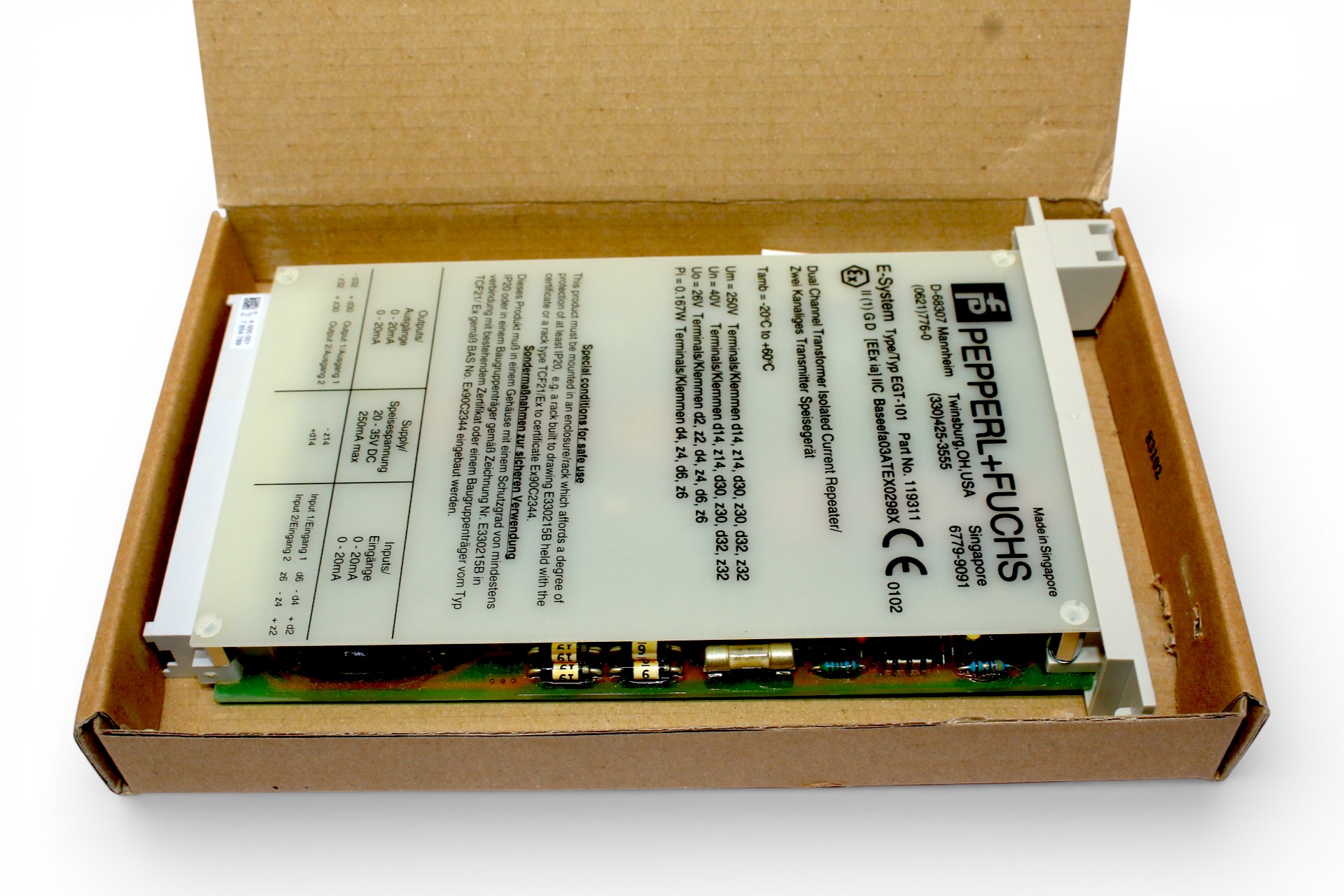PEPPERL+FUCHS EGT-101 SEPARATOR TRANSMITTER
