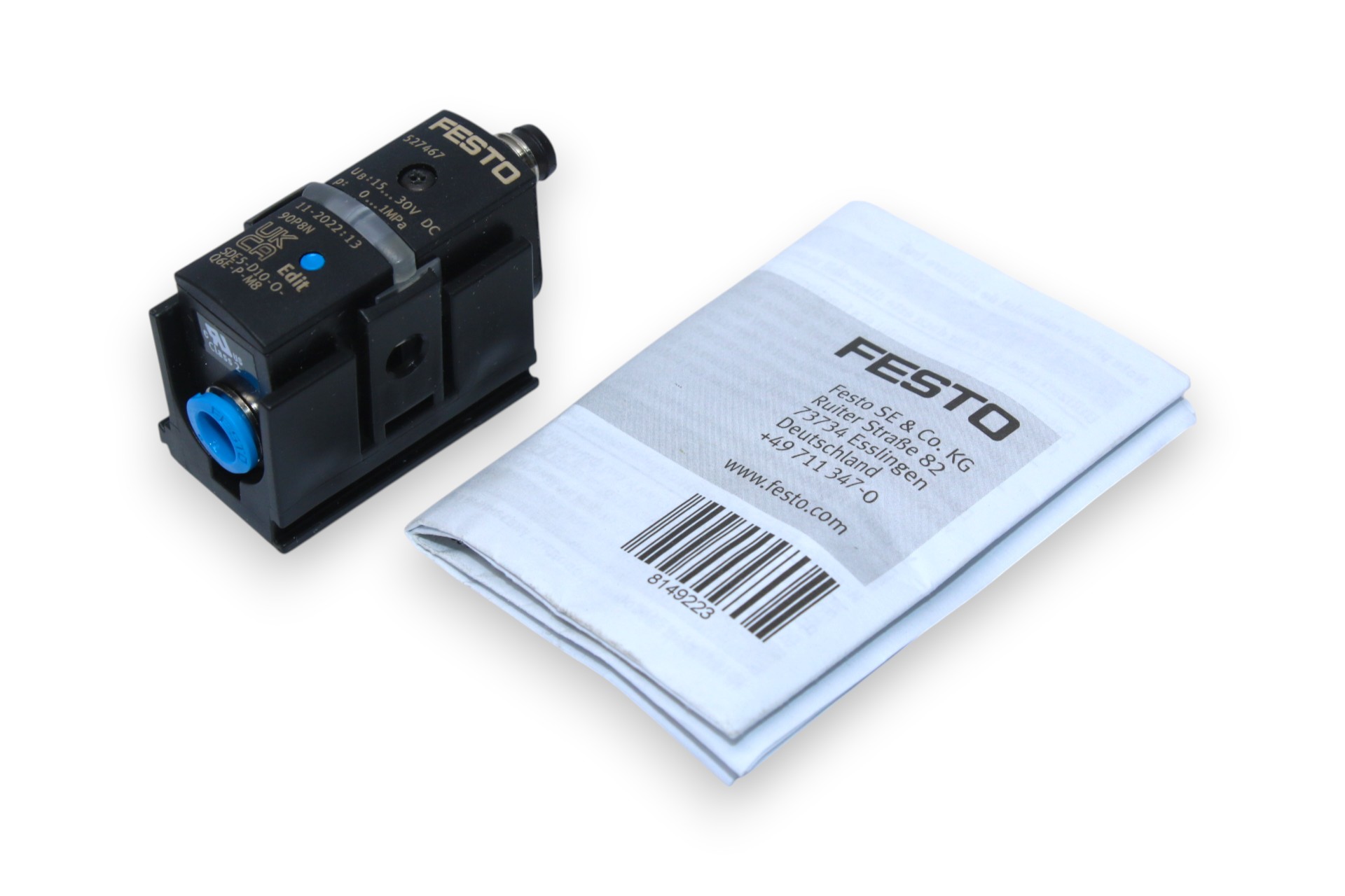 FESTO SDE5-D10-O-Q6E-P-M8 PRESSURE SENSOR 527467