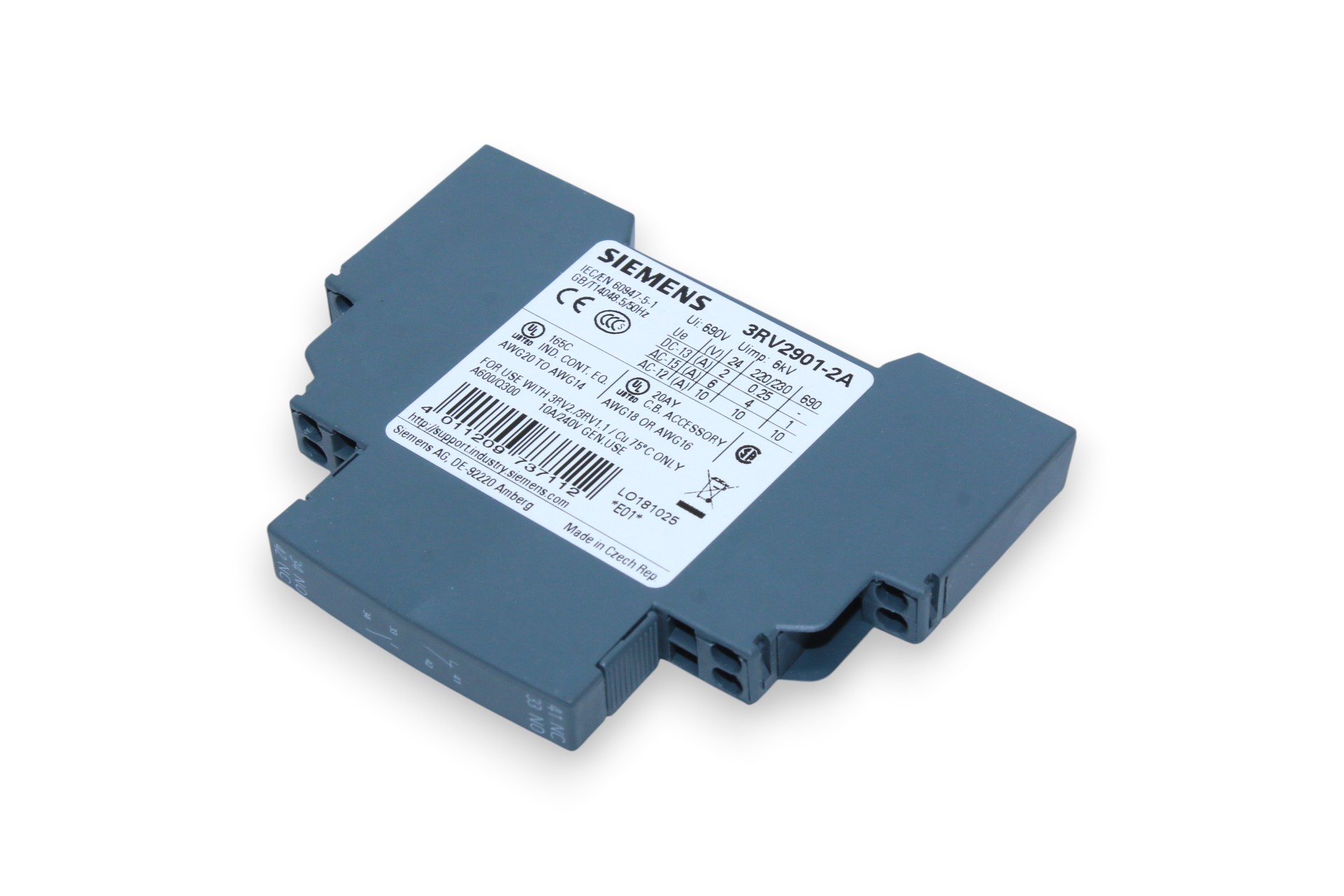 SIEMENS 3RV2901-2A AUXILIARY SWITCH BLOCK