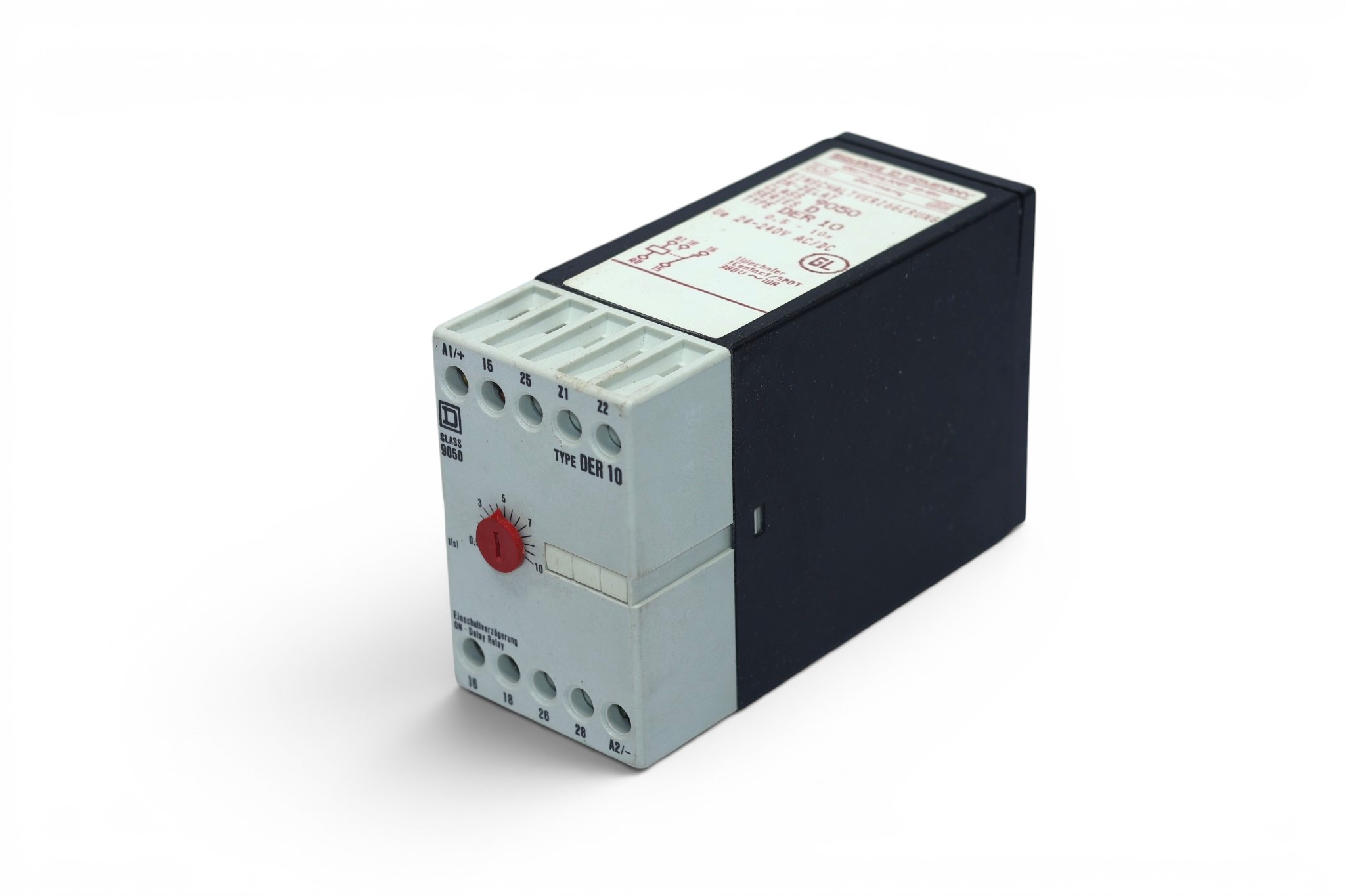 SQUARE D DER 10 ON-DELAY TIMER CLASS 9050